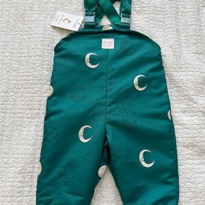 Fin & Vince Teal Moon Print Dungarees